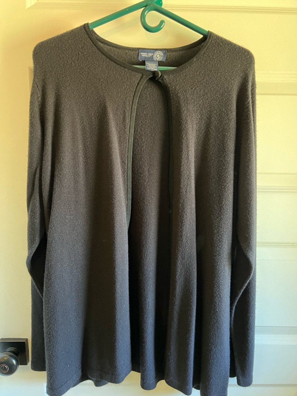 Venezia Black Long Open-Front Women's Cardigan